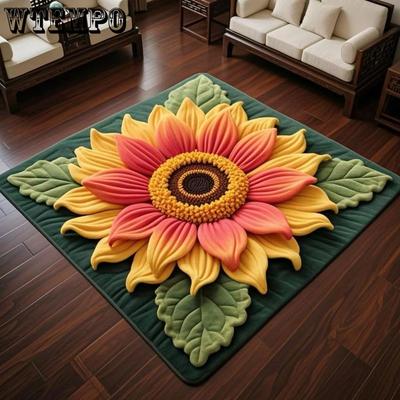 Alfombra de Girasol Alfombra de Sala de Estar Resistente a la Suciedad Alfombra de Piso para Mesa de Centro Alfombra de Entrada