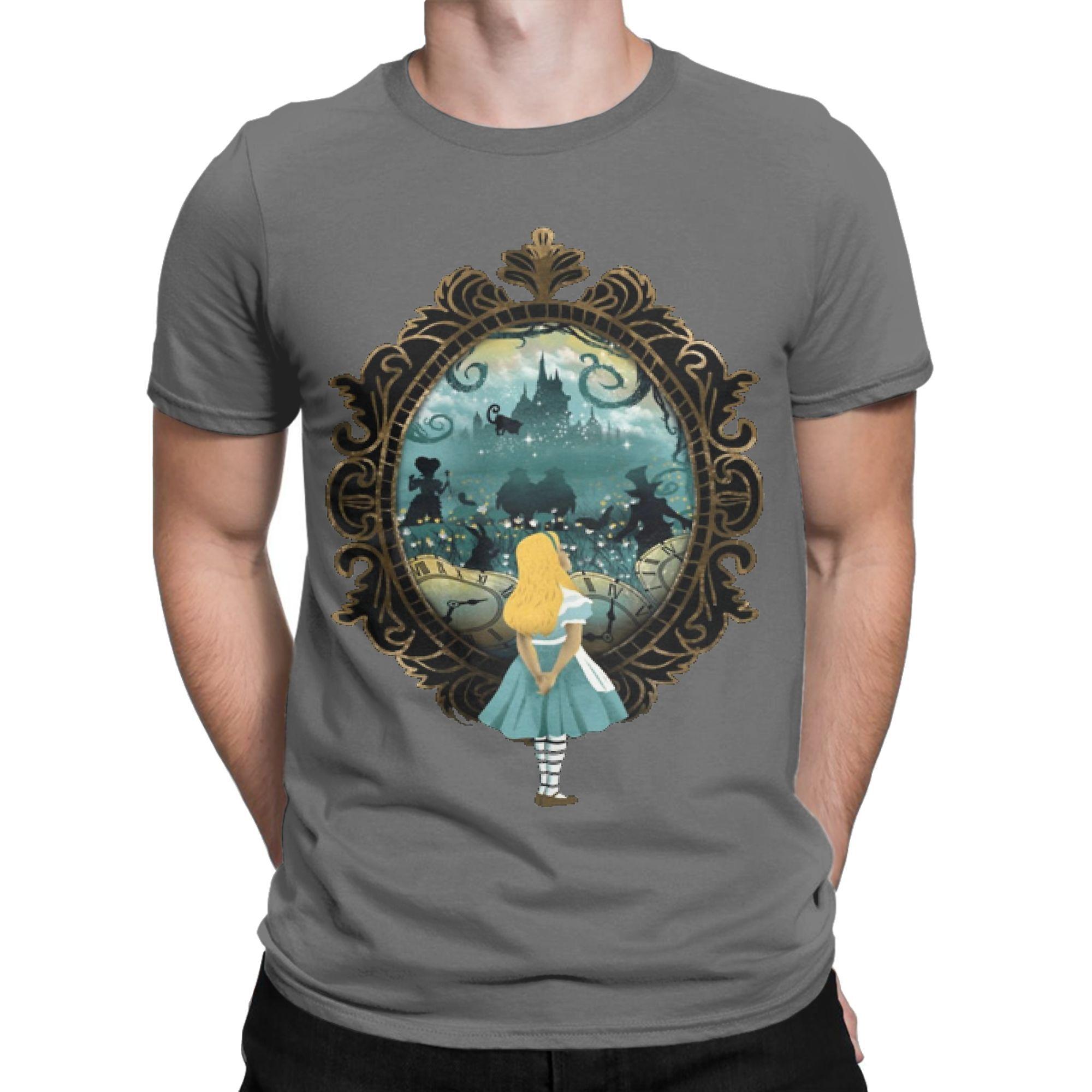 XIXI Fashion Alice in Wonderland Heren T-shirts Casual T-shirt Korte Mouw Ronde Hals T-shirt Puur Katoen Plus Size Kleding 2XL