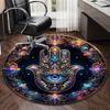 Alfombra redonda con diseño de mano de Fátima dorada, Cojín para silla, Alfombra redonda para entrada, Alfombras redondas suaves para sala de estar, dormitorio, decoración de alfombra circular, regalos