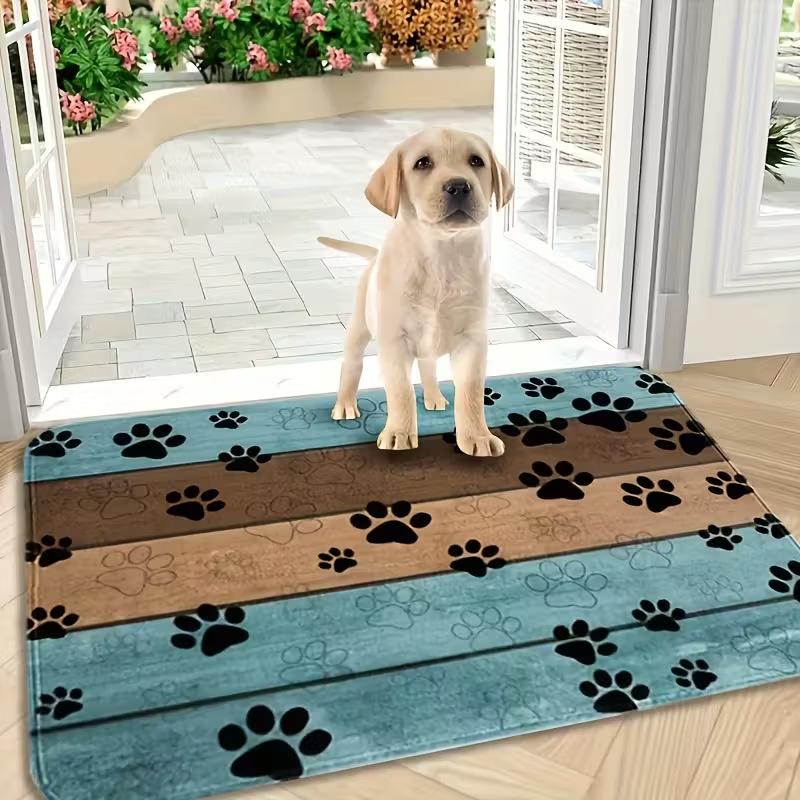 Dog Paw Prints Door Mat Diatomaceous Mud Pet Mat Soft Absorbent Quick Drying Washable Cat Placemat Dogs Accessories Pet Supplies