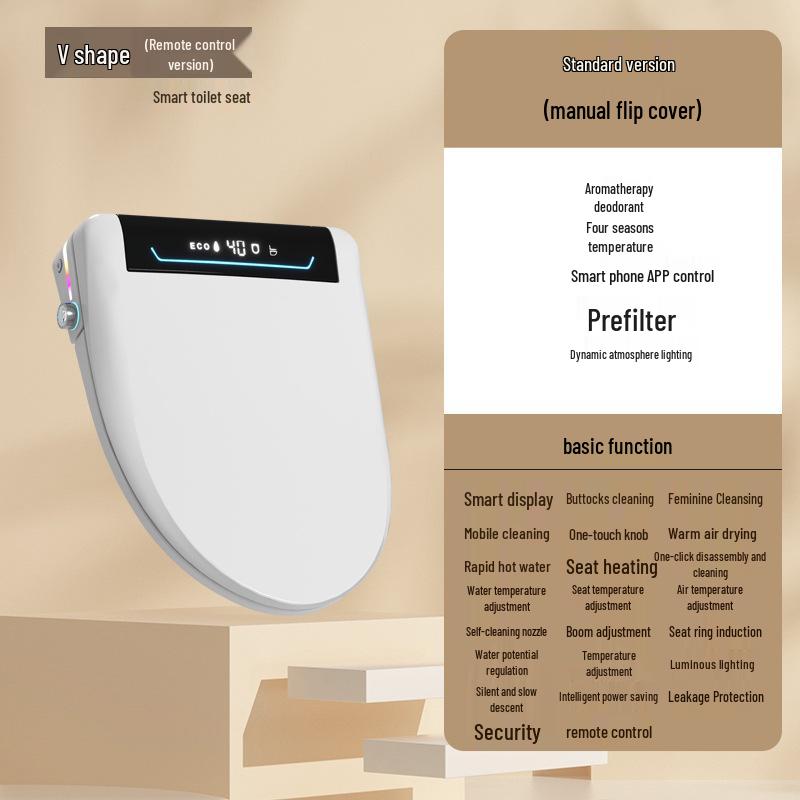Smart Heated Toilet Seat Cover with Automatic Flip-Up and Foam Shield
