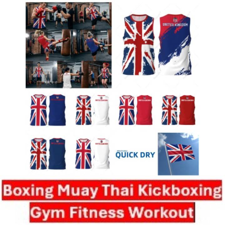 Canottiera Regno Unito UK Inghilterra Britannico Gran Bretagna MMA Pugilato Muay Thai Senza Maniche Bandiera Nazionale Stampa 3D Unisex Allenamento Fitness Workout Sport