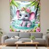 "Adorable Elephant with Floral Design" Patterned Tapestry Decorative Wall Hanging, Home Bedroom Living Room Decor