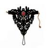 Gothic Black Lace Bracelet with Finger Rings Steampunk Vampire Wristband Halloween Victorian Costume Accessories