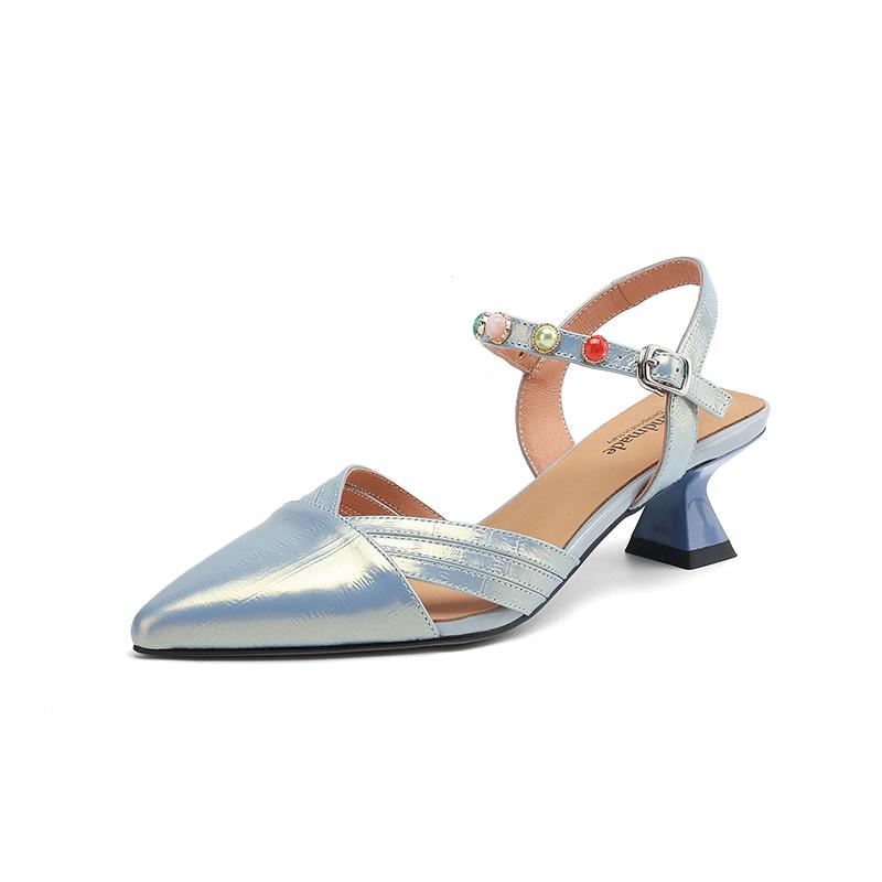 Fashion Fashion Hollow Out Women Pumps Genuine Leather Simple Ladies Shoes Summer Solid Color Casual Shoes Big Size 34-42 Women Sandals