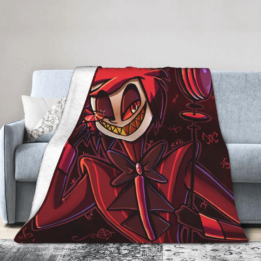 Cartoon Hazbins Hotels Alastor Blankets Coral Fleece Plush Autumn/Winter Thin Throw Blanket for Home Office Bedding Throws