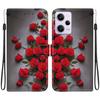Handmade PU Leather Flip Case for Redmi Note 12 Pro/Xiaomi Poco X5 Pro Anti-Slip Shockproof Cover with Wrist Strap & Heart/Rose Cat Designs