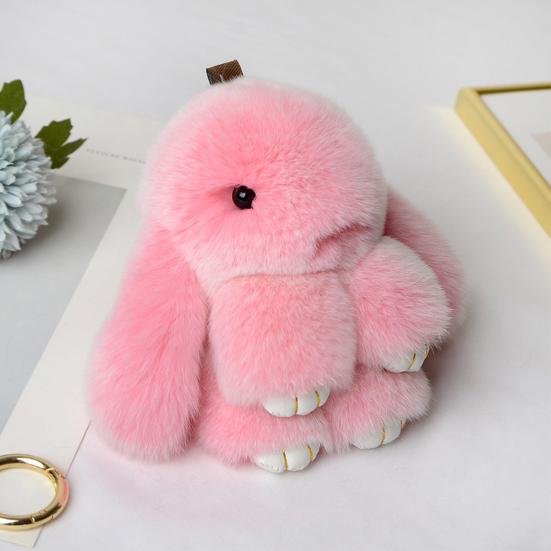 Frosted Bunny Plush Keychain 15cm Soft Faux Rabbit Fur Pendant for Bags Keys Cute Standing Stuffed Animal Adorable Birthday Gift for Girls Rabbit
