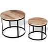 Day and Night - Day and Night Round Coffee Table Set 2 Pcs Rough Mango Wood 40 Cm/50 Cm