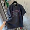 Heavy Cotton Large Size Catties Old Washed Short-sleeved T-shirt Women's Summer European and American Retro Loose Half-sleeved Top Tide