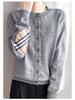 Women's Round Neck Long Sleeve Patchwork Cardigan – New Autumn/Winter Loose Knitted Sweater Coat