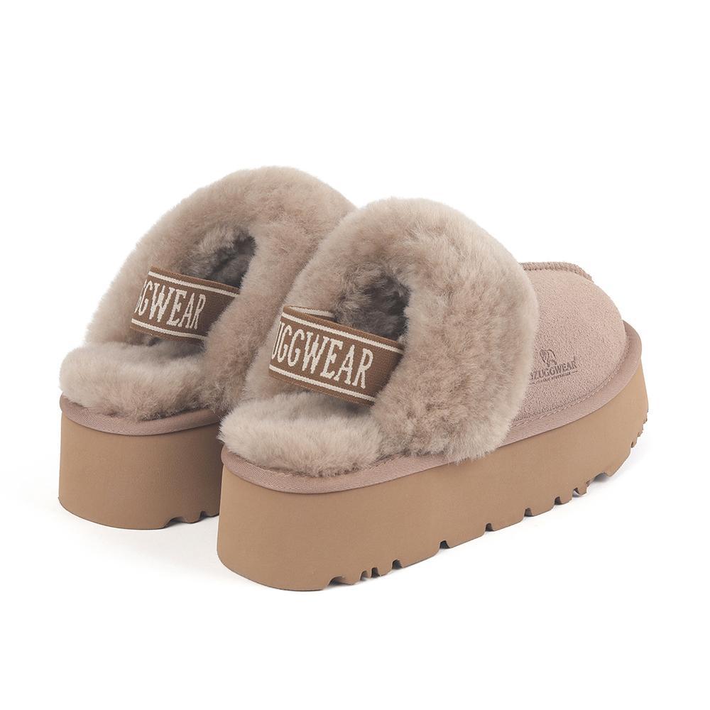 Oz Ugg Wear Adult Platform Slippers Backstrap Bronze