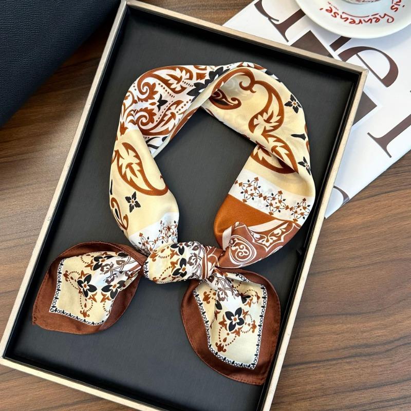 Polka Dot Silk Scarf Square Scarf High-end New Versatile Decorative Scarf Scarf Scarf Neck Cashew Flower Scarf Shawl Can Be Used As a Tube Top