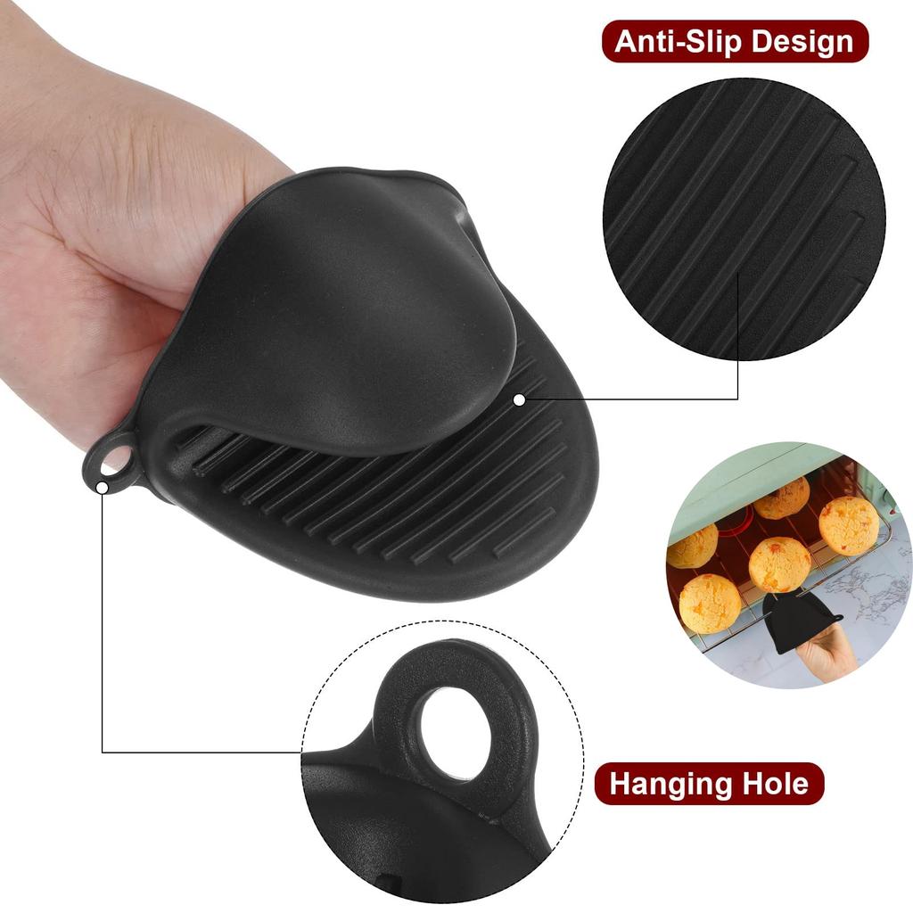 2Pcs Oven Mitts Silicone Heat Resistant Pinch Mitts Anti Scalding Non Slip Thickened Gloves Clips Pot Holder for Cooking Baking
