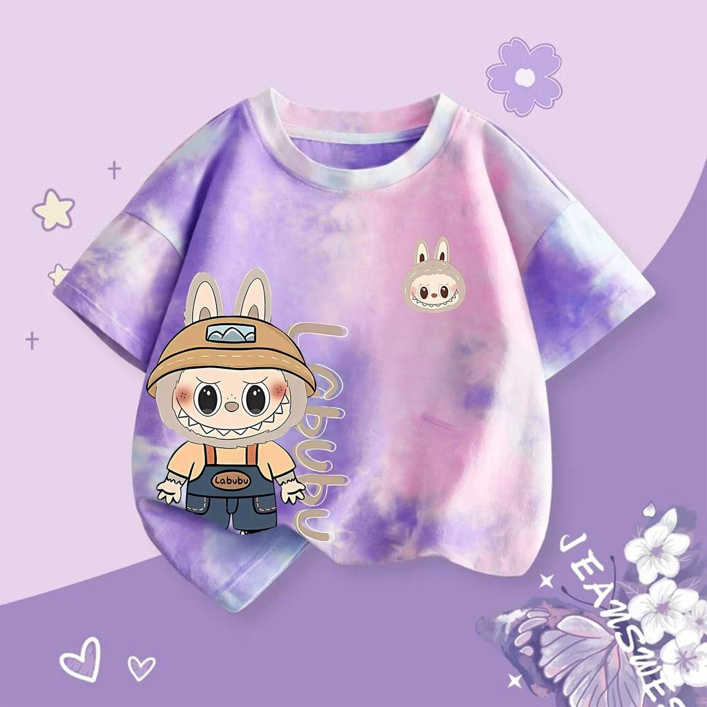 Monster Elf Cartoon Graphic Labubu Kids Printed T-shirt Summer Men's and Women's Casual Outdoor Girl Short Sleeved T-shirt Top