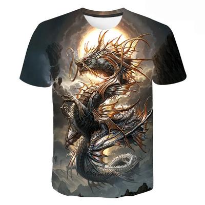 3D Dragon Print T-särk Suvine Laste Tüdrukute Poiste Vabaaja Sport O Kaelus Lühikeste varrukatega T-särk Laste Hip Hop Harajuku T-särk