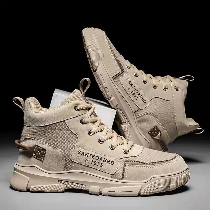 Spring new men's shoes high-top lace-up board shoes trendy tooling shoes versatile fashion men's casual shoes