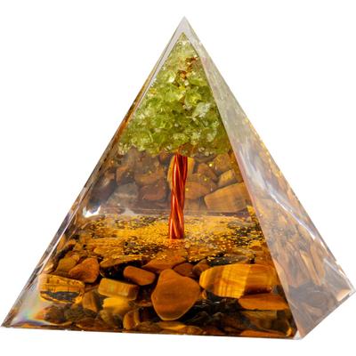 DANNY LIB Orgonit-Pyramide mit Peridot, Tigerauge und Harz Baum des Lebens zur Chakra-Reinigung