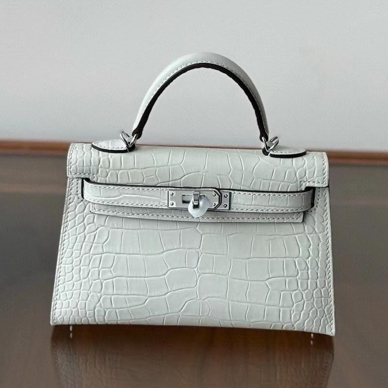 New Leather Handbag Bag, High-gloss Crocodile Pattern Second-generation Hand Carry Mini Shoulder Women's Bag