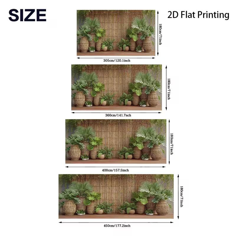 Stendardo Decorativo per Patio con Sfondo 2D di Bambù e Verde