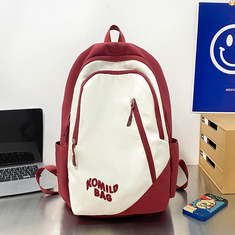 Schoolbag female high school student American retro large capacity backpack trendy letter embroidery college student couple backpack
