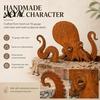 Octopus Garden Ornament Rust Patina Giant Squid Sculpture, 3D Metal Nautical Outdoor Pond Edge Decoration Statue for Patio Lawn Beach House
