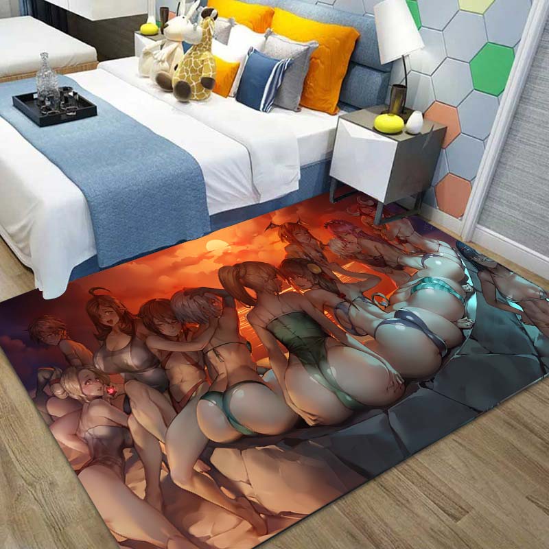 15 Sizes Uncensored Japanese Sexy Anime Girl Ass Carpet Party Mat Boy Room Home Decor Area Rug Doormat Anime Rug Beach Mat