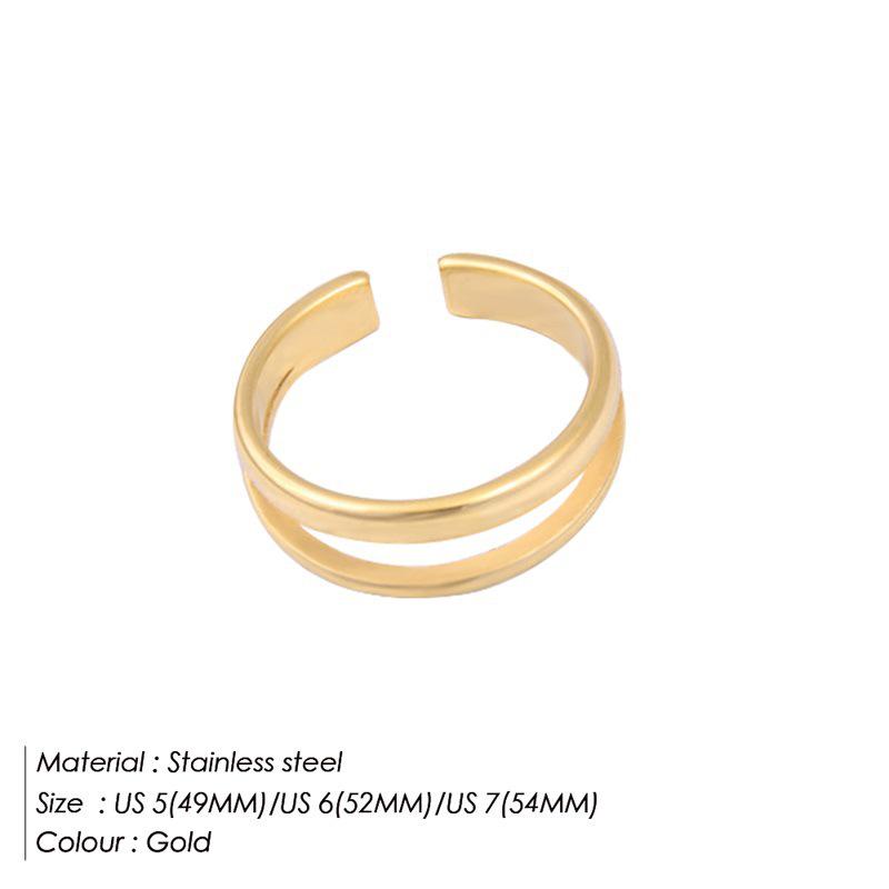 St.delan Retro Minimalist Double Layer Adjustable Women's Stainless Steel Open Ring