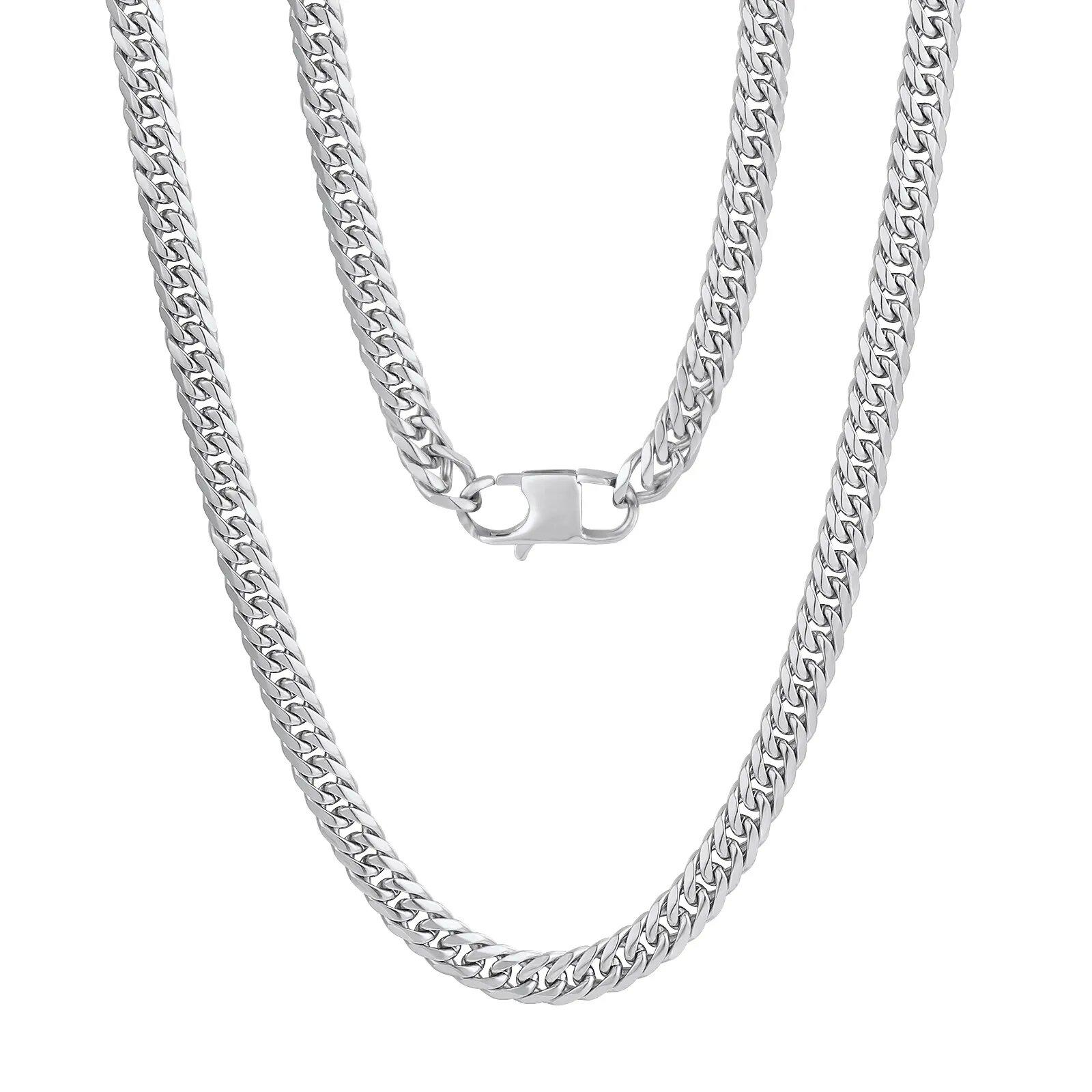 

18k 8MM Gold Plated Mens Curb Cuban Link Chain Necklaces 316L Stainless Steel Bracelet Hip Hop Jewelry Gifts 55CM