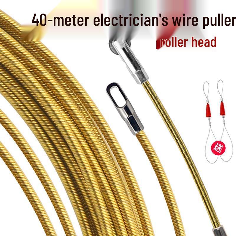 Elektriker Drahtzieher: Stahlfeder-Einziehband für verdeckte Glasfaserkabel mit Flachkopf