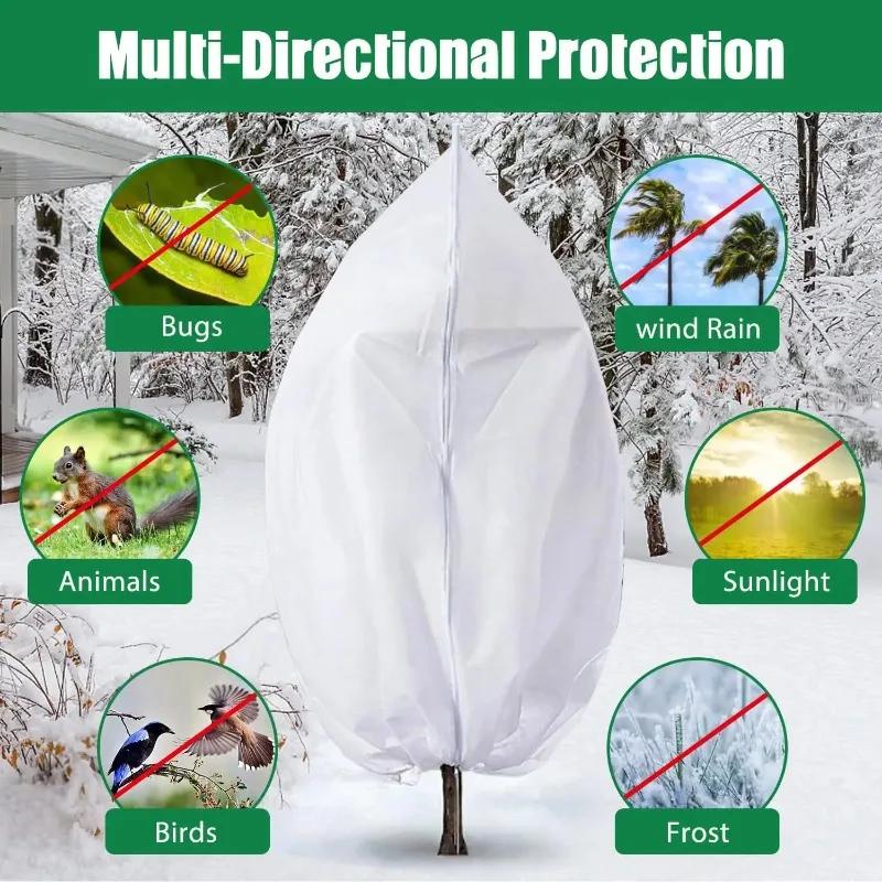 Multi-size Winter Plant Protection Bag Non-woven Plant Against Cold Warm Cover with Zipper Drawstring Vegetation Anti-Frost Bags