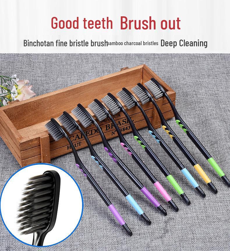 5-Piece Adult Bamboo Toothbrush Set with Soft Charcoal Bristles - Special Offer, Popular Style