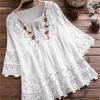 Sommerbluse Damen V-Ausschnitt Spitze Hemd Bluse Elegante Damenmode Lässig Dame Locker Leinenhemden