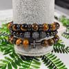 European Punk Zirconia & Tiger Eye Woven Bracelet Set for Couples