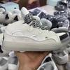 Langfan Men's and Women's Leather Splicing Lace-up CURB Sports and Leisure Shoes Retro Board Shoes New Shoes