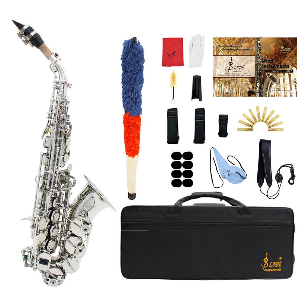 SLADE Bb Soprano Saxophone Brass Body B Flat Sax Engraved Floral Saxofon with Case Reeds Woodwind Instrument Parts & Accessories