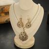 Klassisches Marokkanisches Stil Luxus Damen Kristall Blume Schmuckset Damen Hochzeit Anhänger Ohrringe Weiße Perlen Kette Halskette