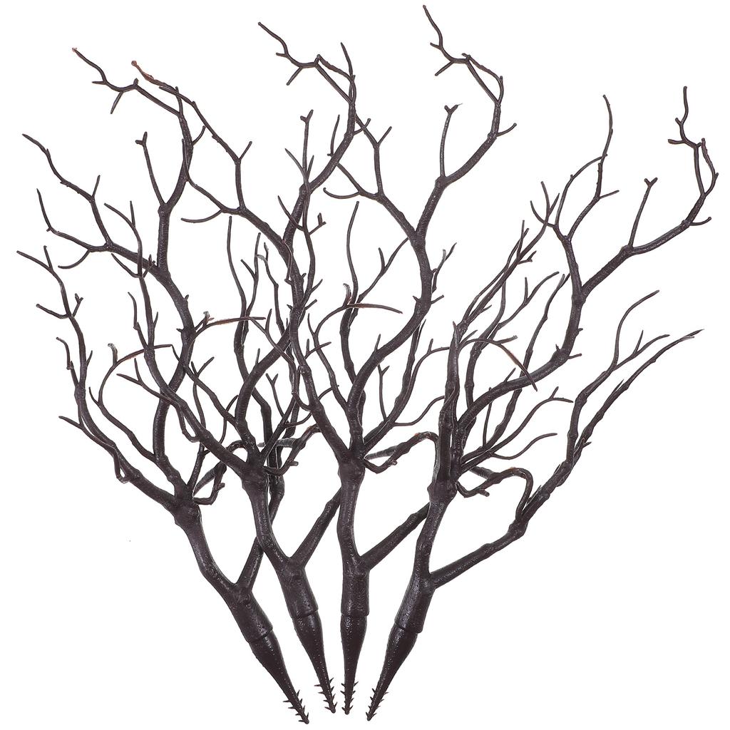 4pcs Fake Antler Tree Branches Artificial Dried Plastic Stems Decorative Plant Twigs Simulation Layout Props for Home Christmas