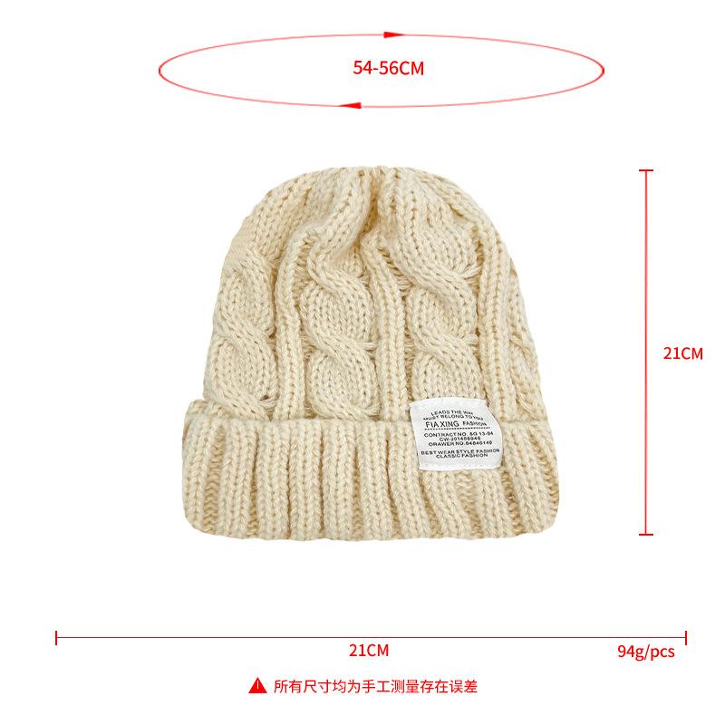 New Solid Color Twist Wool Hat Women's Winter Warm and Cold Hat Men's Versatile Jacquard Letter Knitted Hat