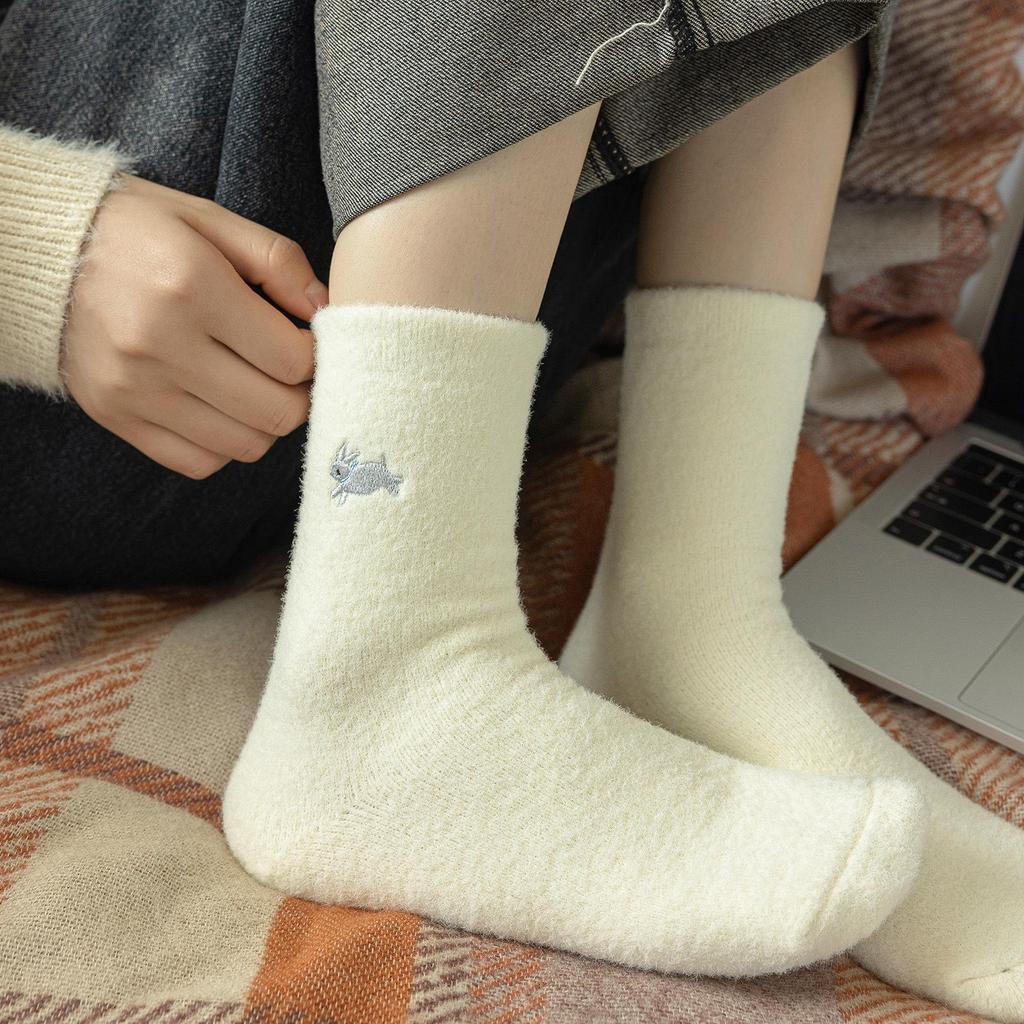 Australische Damen Winter Samtsocken: Warm, Wärmespeichernd, Dick, Lang, Plüschig, Niedlich, Fellartig, Bestickt.