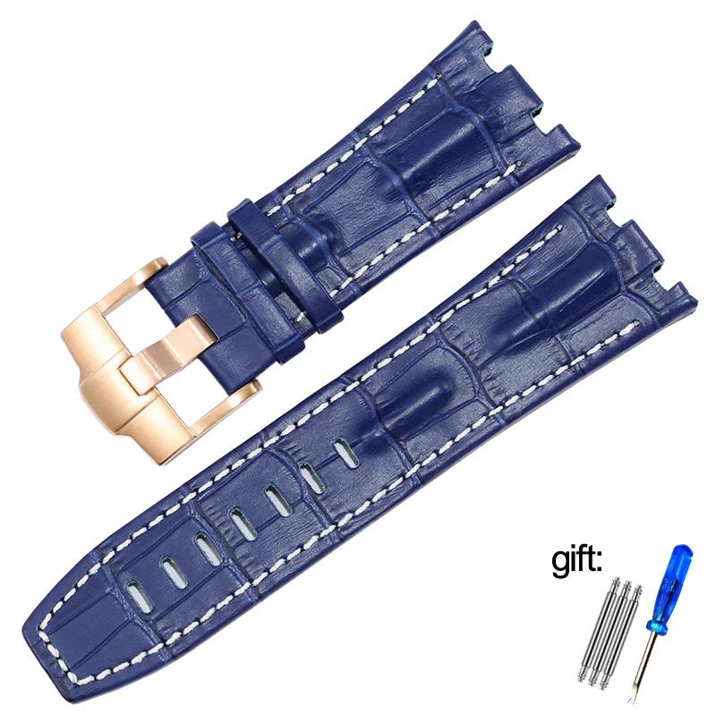 Genuine Leather watch Strap For AP  15703 Royal Oak Offshore Series 28mm Black Brown Blue Watchbands accessories men