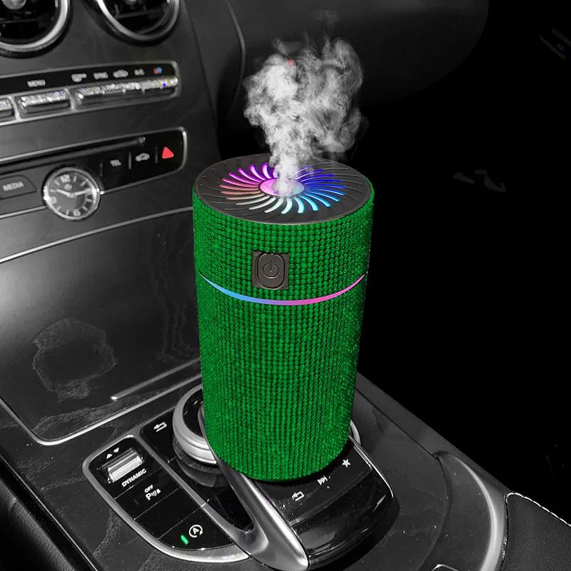 Luxury Diamond Car Diffuser Humidifier with LED Light Auto Air Purifier Aromatherapy Diffuser Air Freshener Car Accessories