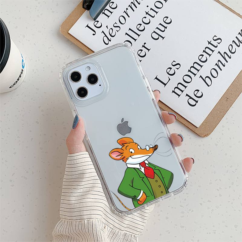 Geronimo Stiton Kreskówkowe Etui na Telefon Dla iPhone 11 12 Mini 13 14 Pro XS Max X 8 7 6s Plus 5 SE XR Przezroczysta Obudowa