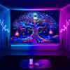 VIKAMA Glow Tree of Life Tapestry Neon Psychedelic Wall Hanging for Bedroom Dorm Meditation Decor
