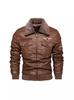 Men's European-American Winter PU Leather Jacket - Velvet Lined, Slim Fit, Lapel Style Outerwear.