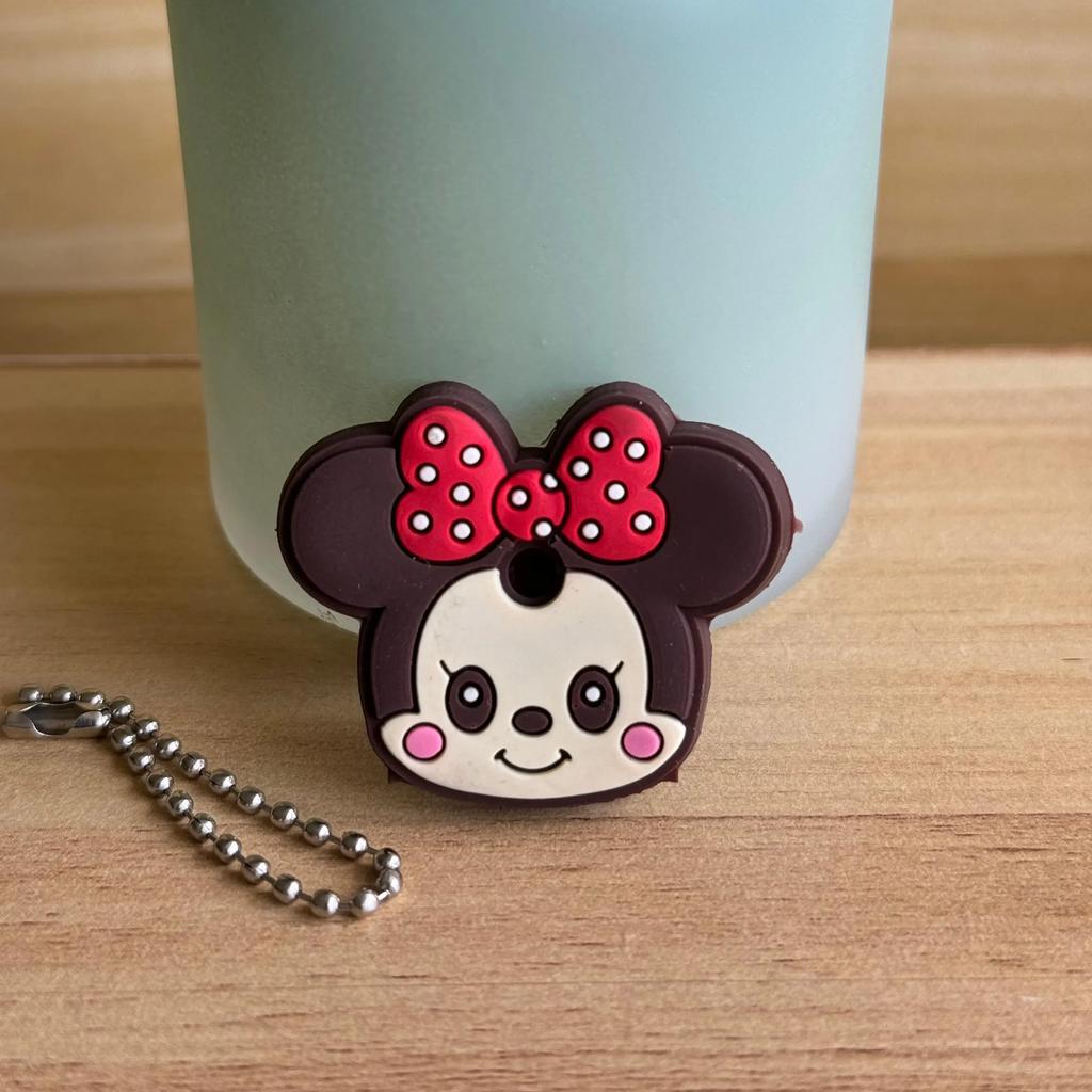 1&2 Pcs Cartoon Keychain Stitch Minnie Key Chains Spider Cartoon Man Cat Key Cover Caps Car Keychain Key Ring Holder Women