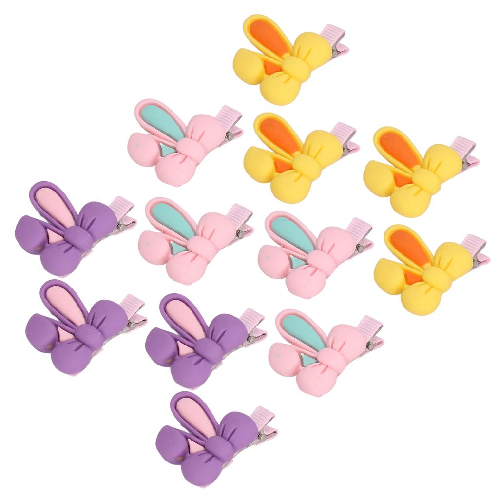 12pcs Pet Hair Clips Bunny Ear Design Resin Dog Grooming Hairpins for Long Haired Cats Puppies