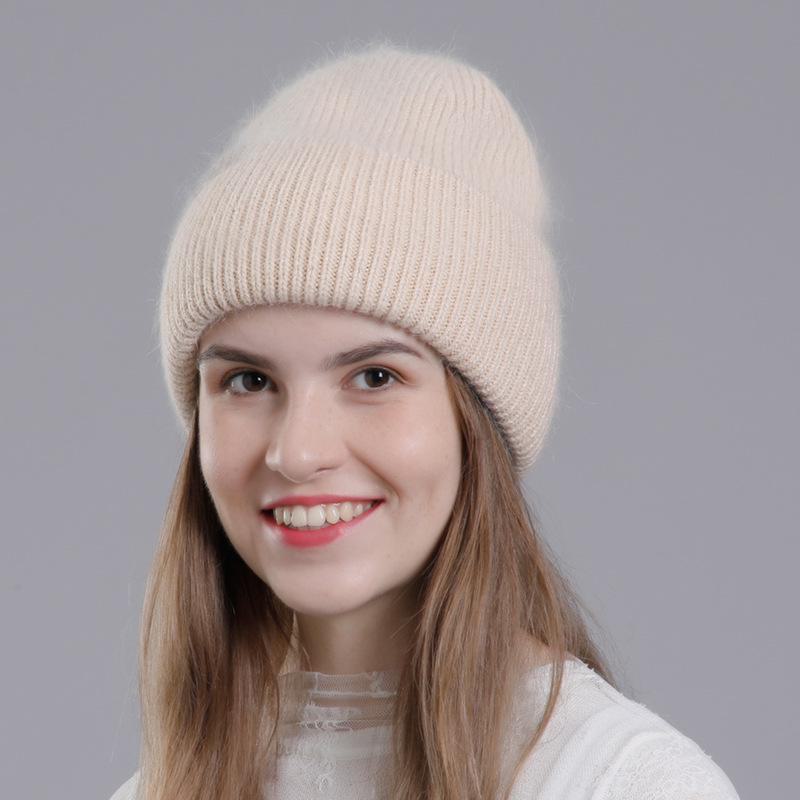 Korean Style Rabbit Fur Knit Hat for Women - Fashionable Autumn/Winter Headband with Earmuffs
