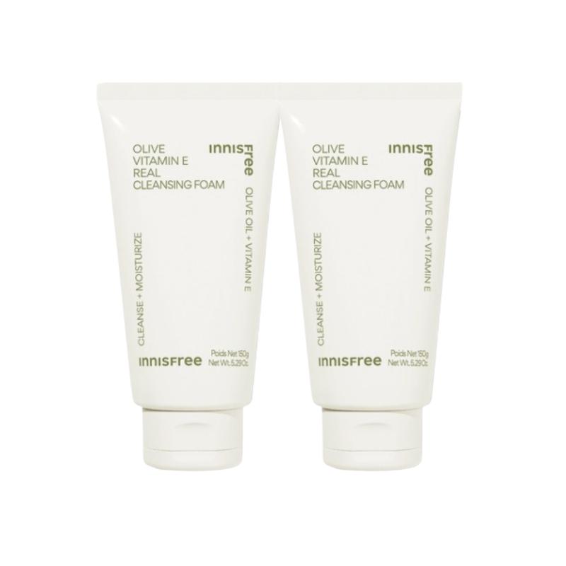 Innisfree Olive Vitamin E Real Foam Cleanser 150g | Nourishing & Hydrating Face Wash with Olive Oil