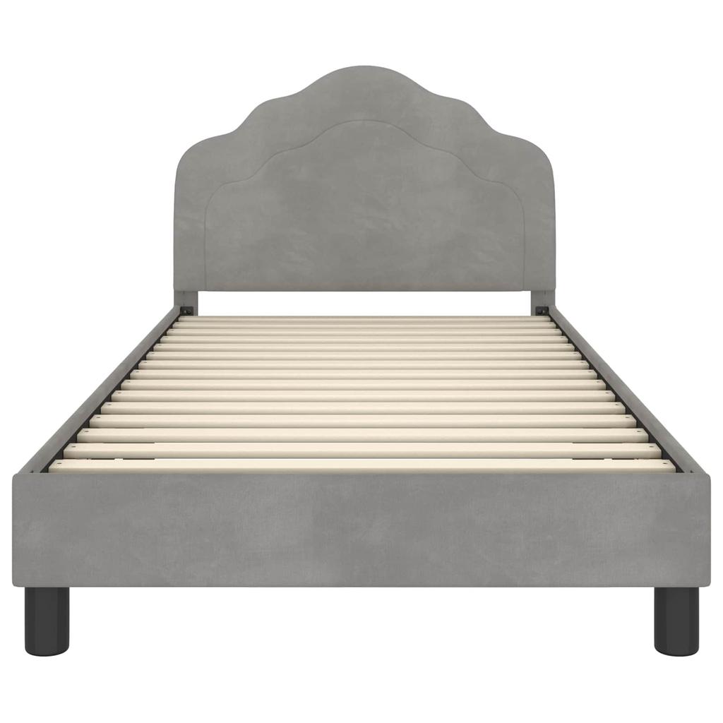 Kids Bed Frame with Headboard Light Grey 80 x 200 cm Velvet